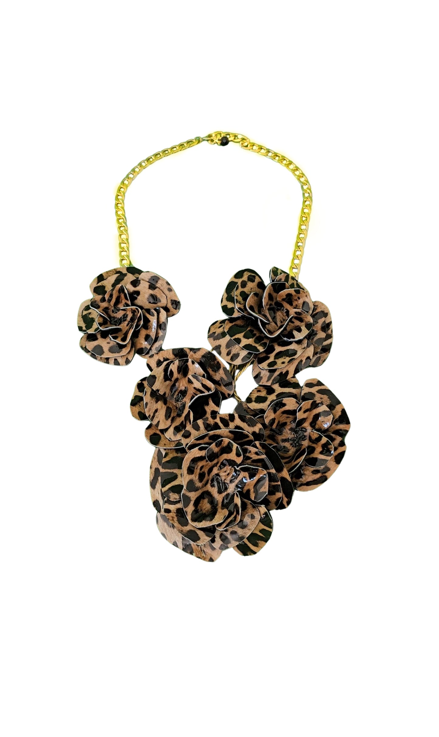 COLLAR DE FLORES EN LEOPARDO